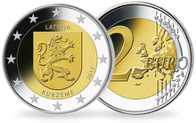 La monnaie de 2 Euros «Kurzeme» Lettonie 2017
